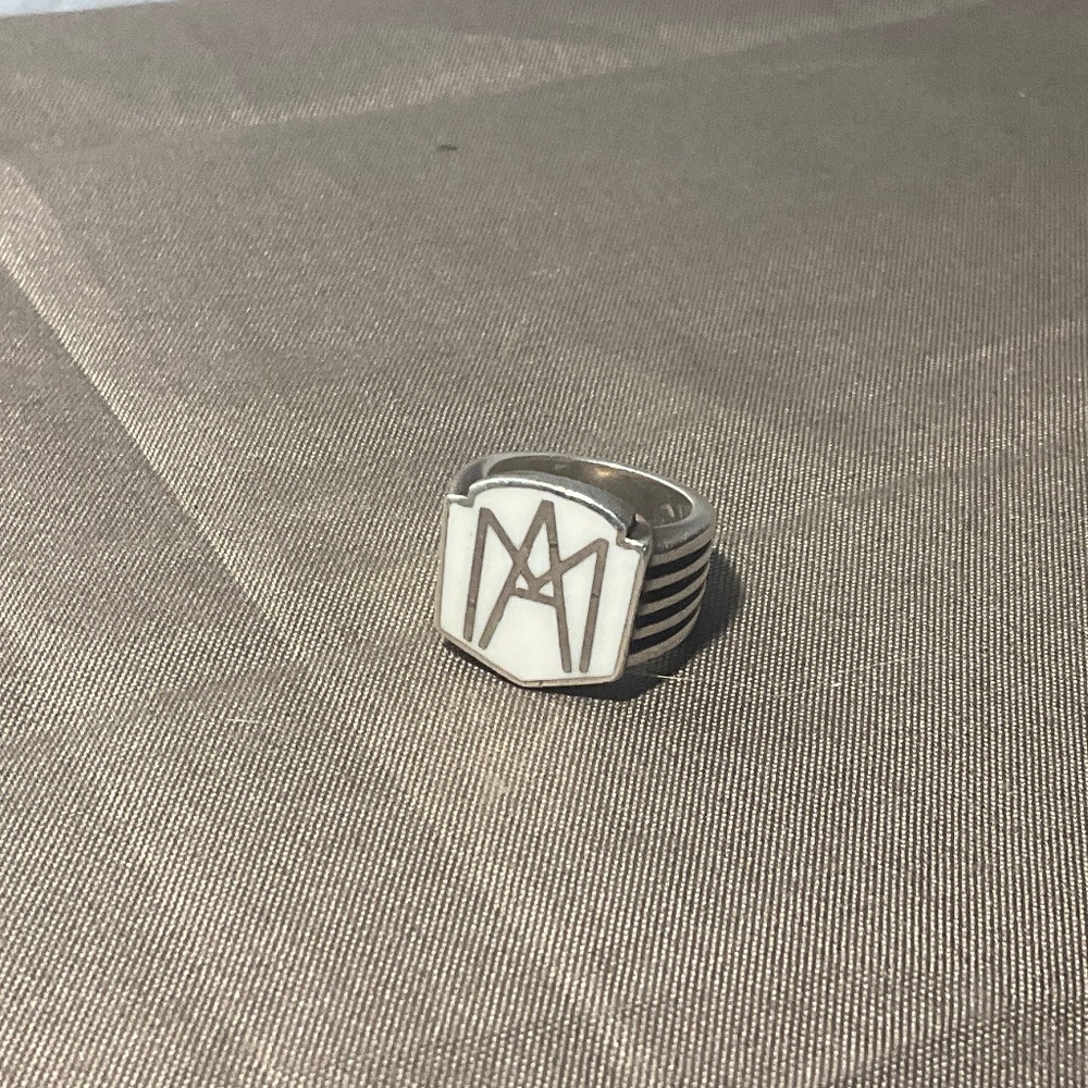 Silver Monogram Shield Ring
